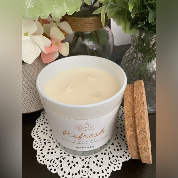 🆕🌿 SONOMA “REFRESH” LIME & GINGER 3-WICK SCENTED CANDLE. BRAND NEW. 13 oz. - Picture 7 of 8